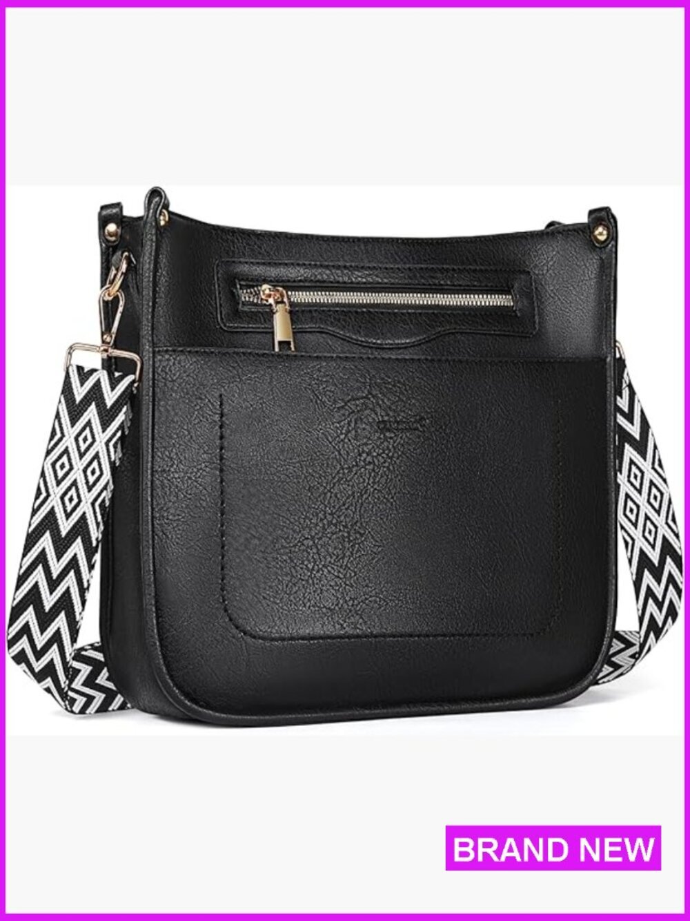 Vegan Leather Crossbody Hobo Bag with 7 Pockets Adjustable Strap Fits iPad